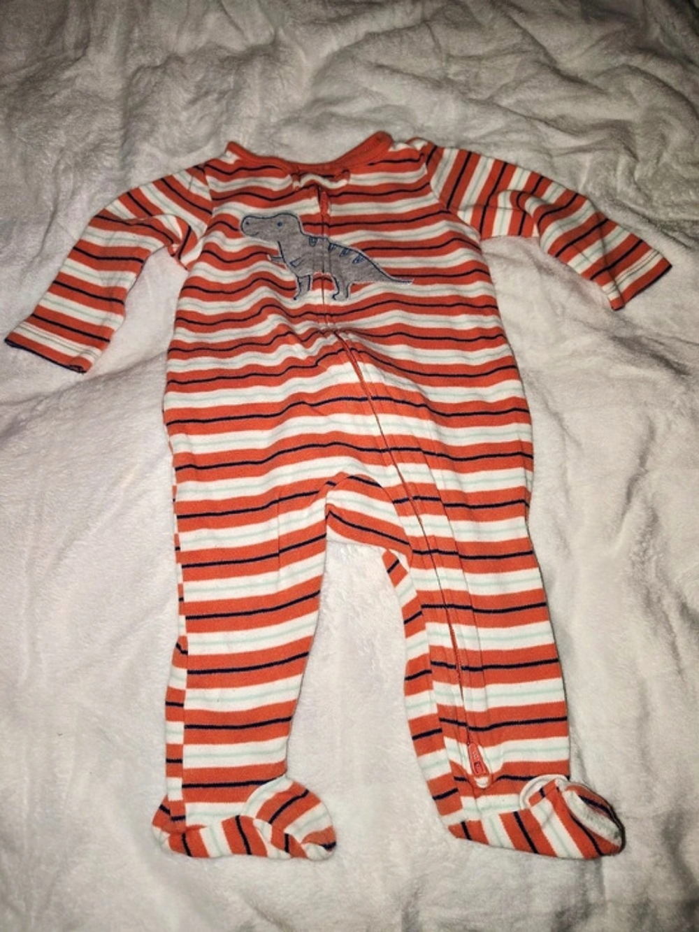 Just One You By Carter's Striped Footie in Orange & White Baby 6M Like New